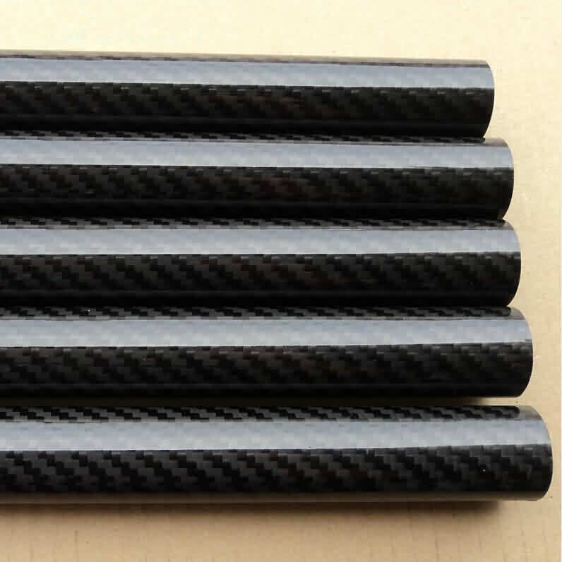3K Glossy Roll-wrapped Carbon Fibre Tube- Twill Weaving/OD: 4~10mm